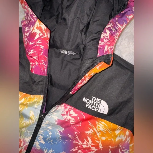 THE NORTH FACE TEEN HOODED Insulated Winter Rainbow Parka Ski Jacket Sz 12 - Picture 4 of 7